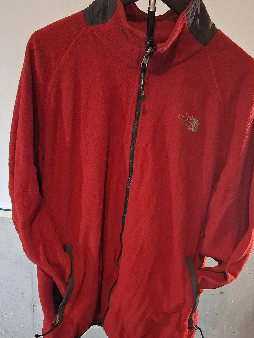 The North Face Men's Red Lightweight Fleece Jacket with Contrast Trim